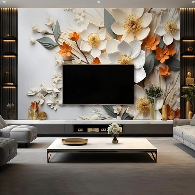 Moderne 3D Stereo Bakgrunn Tapet Veggmaleri Blomstermønster Kunstdekor Maleri Bakgrunn Tapet