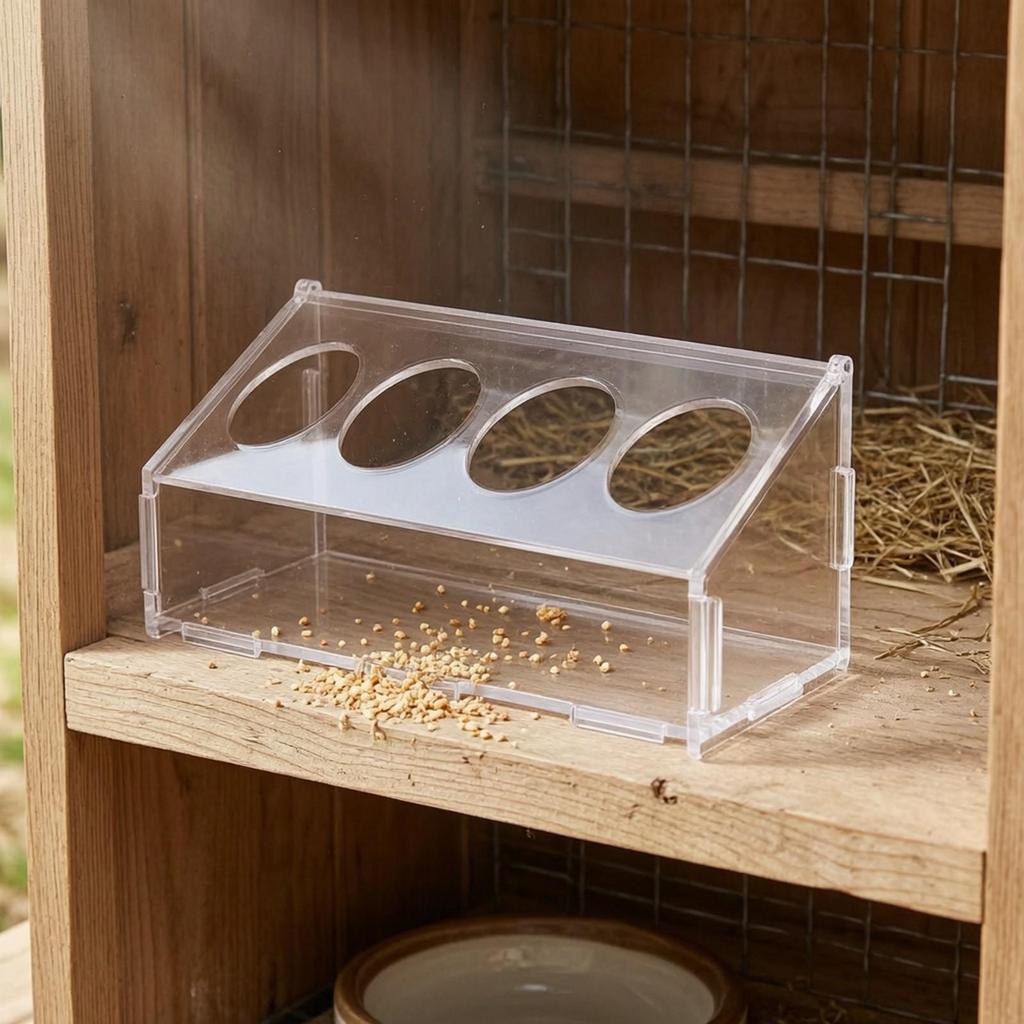 Acrylic Quail Feeding Station Compact Dispenser Sturdy