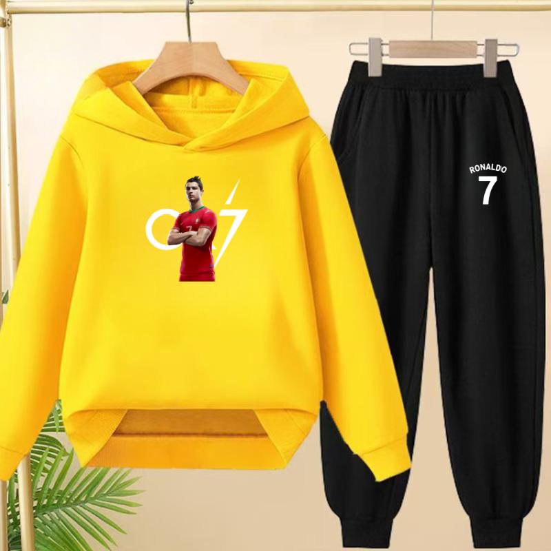A Loose and Casual Sportswear Set of Hooded Sweatshirts and Trousers for Children, Suitable for Boys and Girls Aged 3 To 13