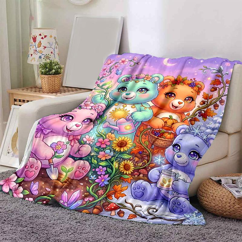 1Pc Colorful Bears Nature Blanket Soft And Comfortable Casual Warm Camping Travel Christmas Halloween Gift M921126