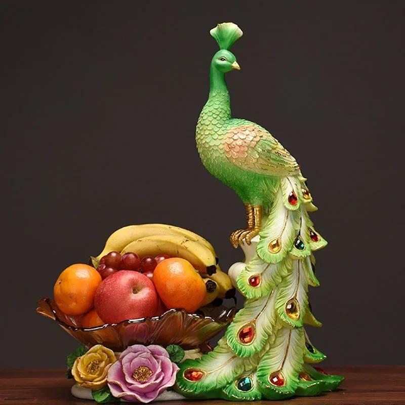 

Тарелка для фруктовых конфет в европейском стиле с павлином для дома, гостиной, тарелка для сухофруктов Dim Sum, настольная креативная подставка для хранения, украшение для закусок