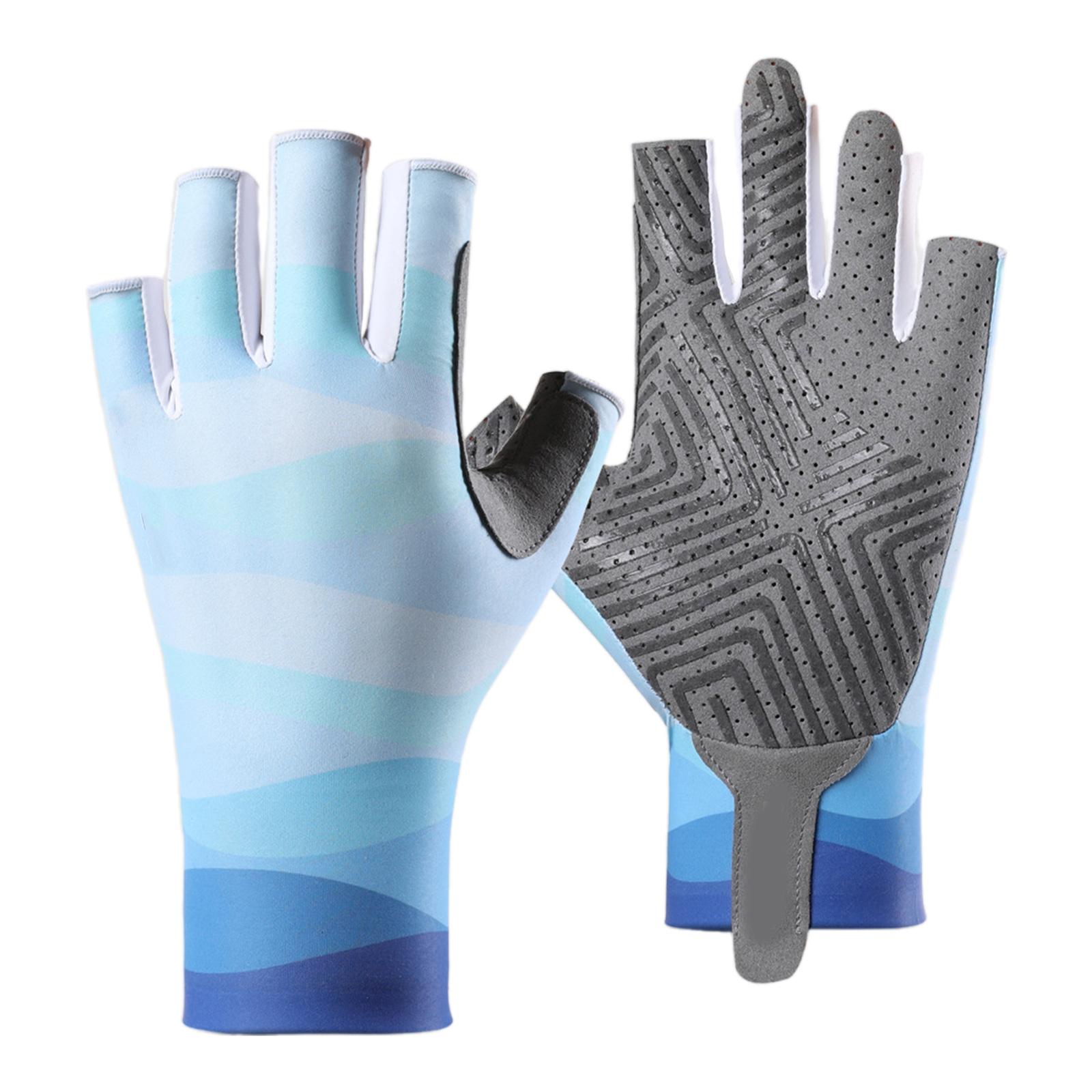 

Comfortable Angler Fingerless Gloves UPF50+ Sun Protections Fishing Gloves Breathable Anti-Slip Gloves for Unisex M синій