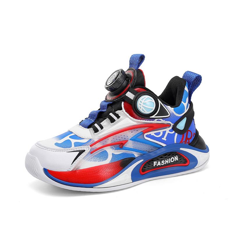 2188 children's basketball shoes medium and high top rotating buckle sports shoes primary school students middle and older children's basketball boot