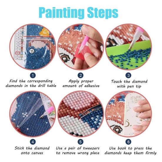 1 Set Rhinestone Painting Stickers Colorful Cartoon Cat Pattern Rhinestone Stickers Craft Kids Adults