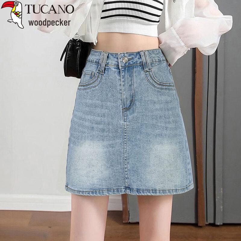 Women s High-Waist Slimming A-Line Denim Mini Skirt XL