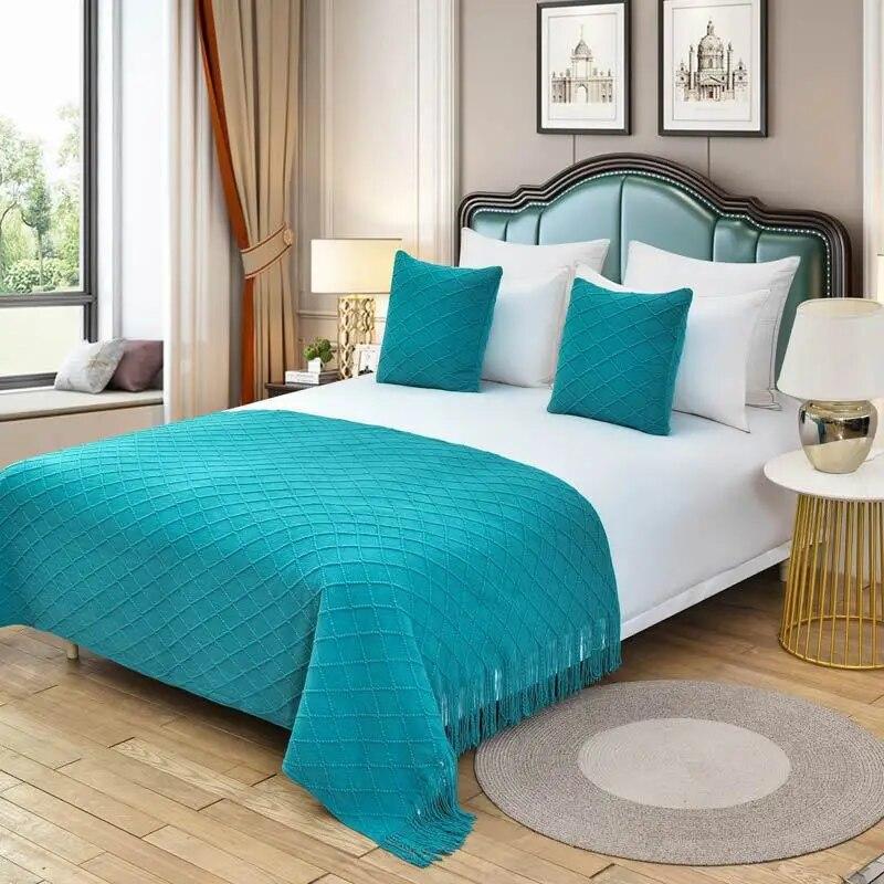 Bed End Scarf B&B Apartment Decoration Knitted Sofa with Scarf Hotel Bed Cover Bed End Blanket Hotel Bed Flag