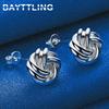 Charm 925 Sterling Silver 10MM Fine Braided Knotted Stud Earrings For Women Men Hip Hop Party Gifts Fashion Jewelry Accessories