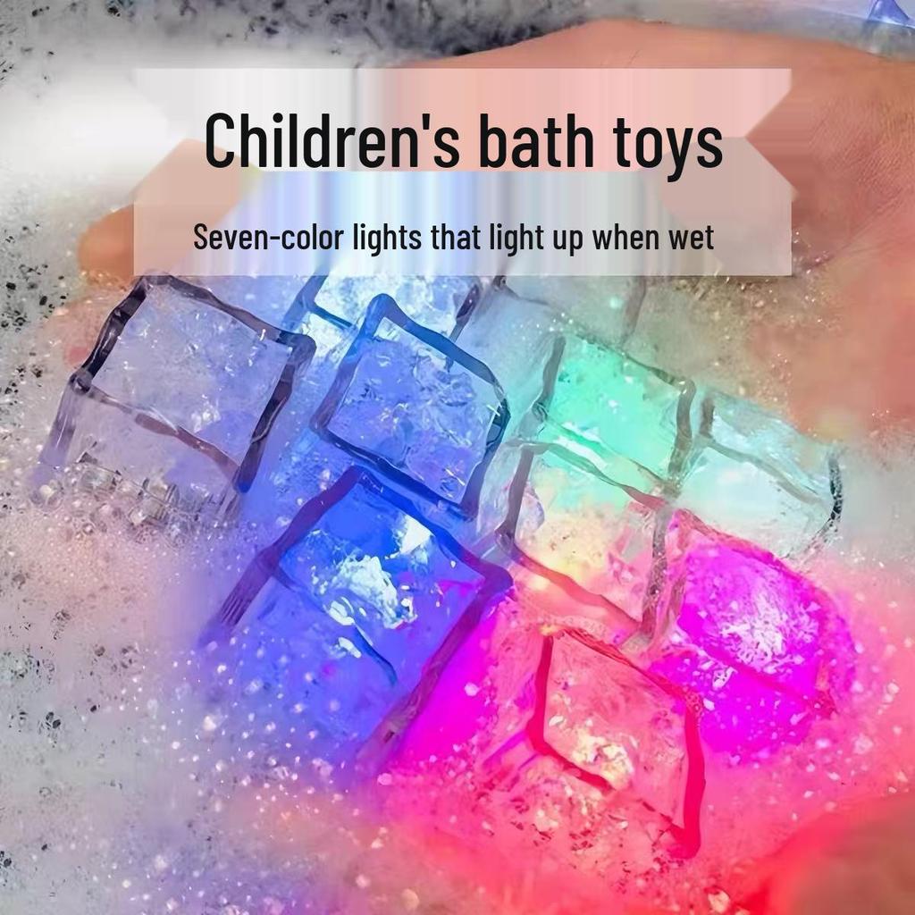 Cube de Glace Lumineux Coloré Jouet de Bain pour Bébé avec Magie Activée par l'Eau - Version Améliorée Sept Couleurs
