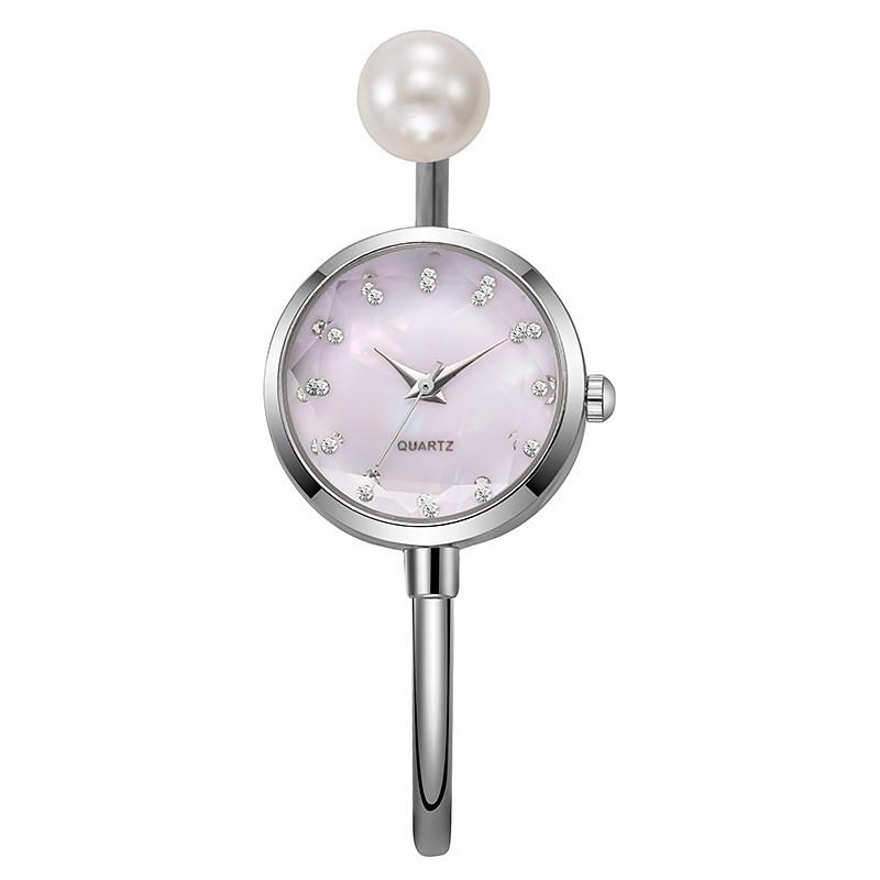 

Fashion Pearl Lady Watch With Quartz Movement And Bracelet Style For Women Silver Pink