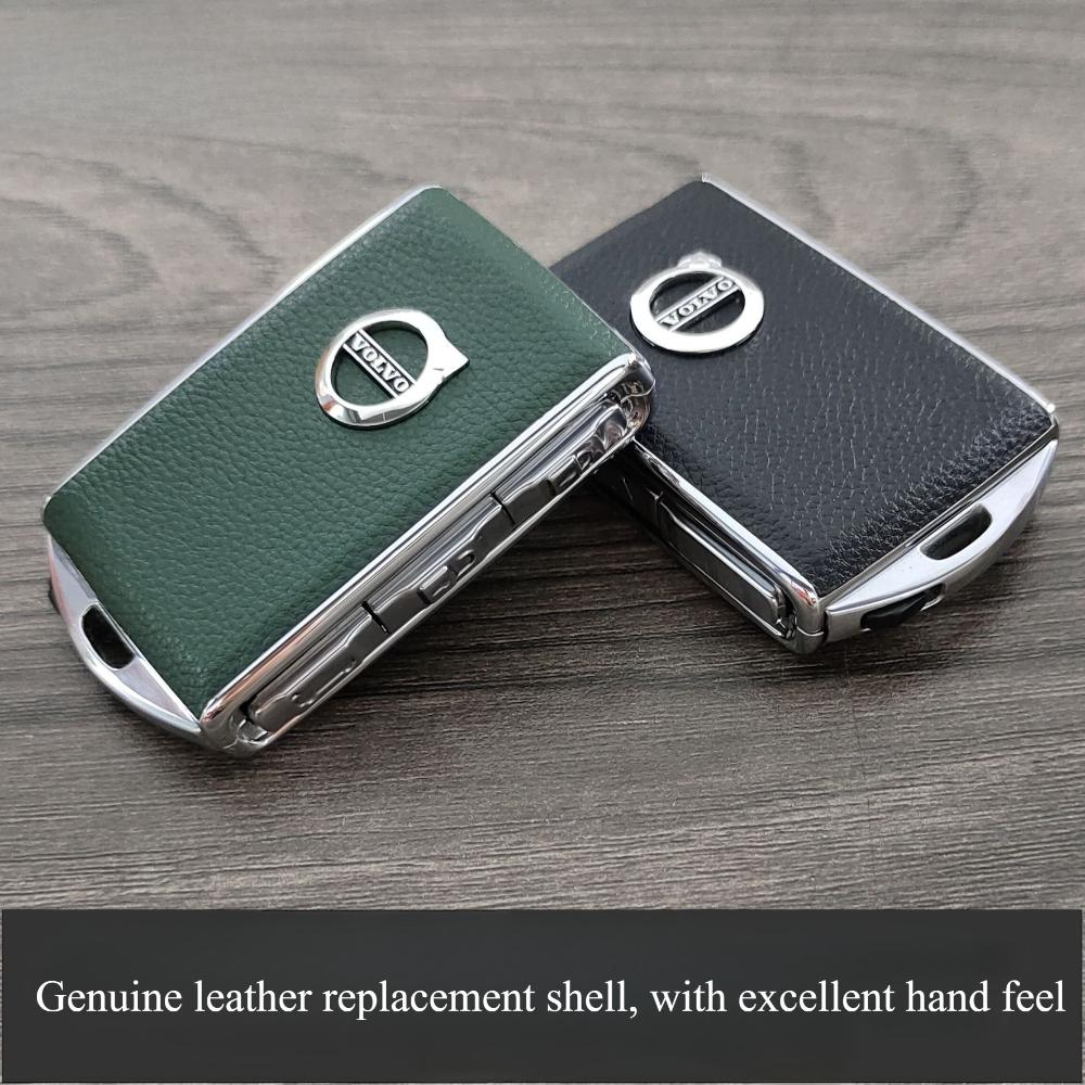Genuine Leather Shell Keycase for Volvo XC60/S90/S60/XC40/XC90 Alloy Modification And Replacement Car Key Case