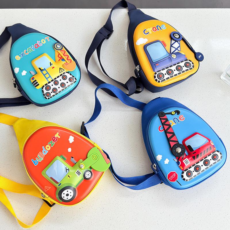 Engineering Cute Vehicle Pattern Shoulder Crossbody Chest Bag Kids Gift Outdoor