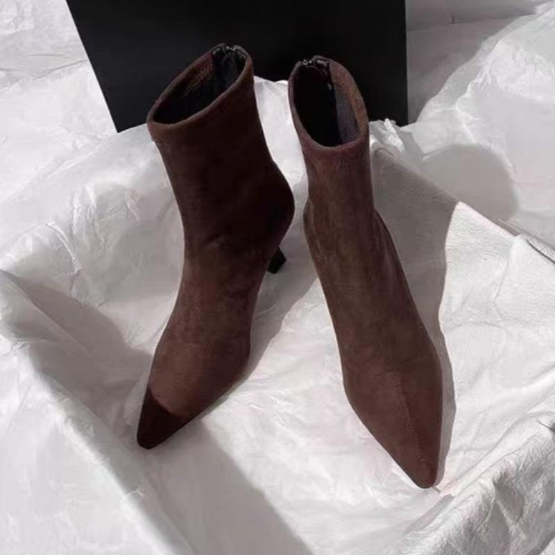 Fashion Fashion Women's Boots Sexy Pointed Toe High Heel Boots Suede Casual Booties Slim Fit Elastic Boot Temperament Women Boots Botas