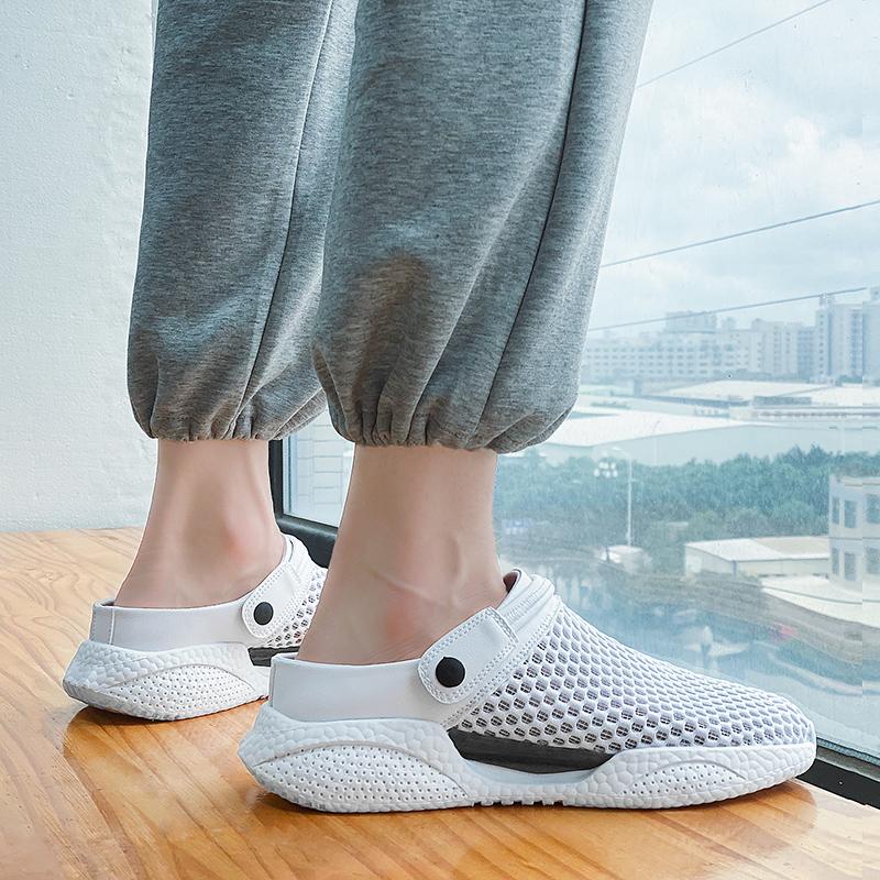 Mesh Thick-soled Half Shoes For Man Mules Light Closed Toe Slide Sandals Slip On Backless Loafers Men Open Back Casual Shoes
