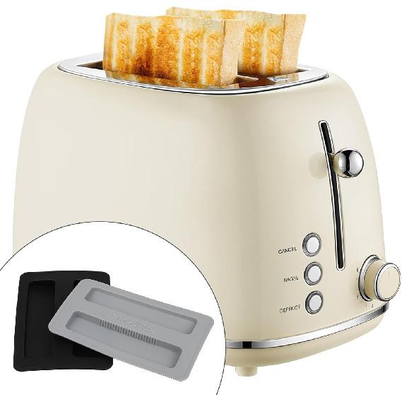 2 Slice Toaster Cover,Reble Silicone Toaster Covers 2 Slice Wide Slot,Toasters Cover Slices for Bread Maker (Black and Grey)