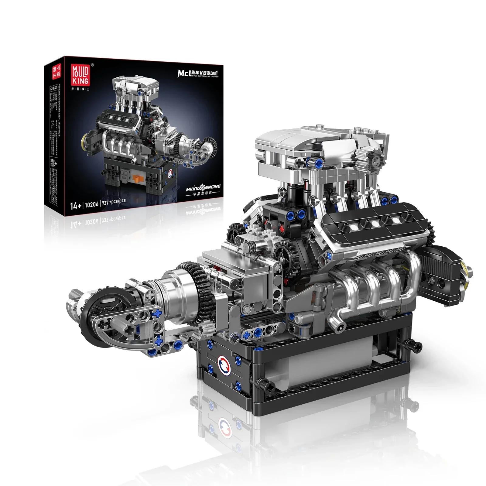 MOULD KING 10206 MCL Auto Sportiva Modello con Blocchi da Costruzione Motore V8 737 Pezzi Kit di Assemblaggio Meccanico Fai-da-te per Adulti Giocattol