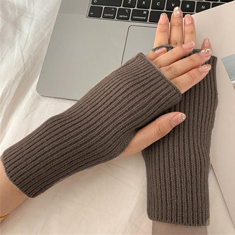 Kısa Parmaksız Eldiven Kadın Eldiven Kışlık Isıtıcı Örme Kol İnce Günlük Yumuşak Kız Gotik Giysileri Punk Gotik Eldivenler
