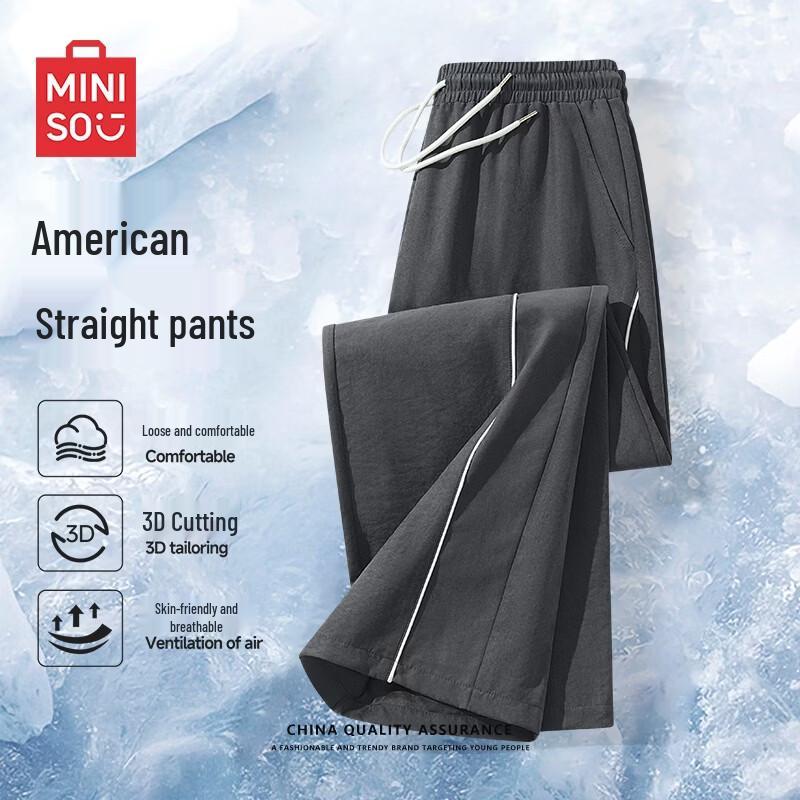 Miniso Men s Summer American Style Drawstring Straight Leg Casual Pants XL