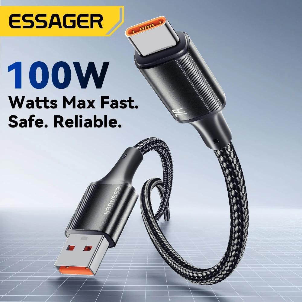 Essager 7A USB Type C Cable For Realme Huawei P40 Pro 100W Fast Charging Wire USB-C Charger Data Cord For Samsung Xiaomi Poco F3
