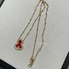 Elegant Fu Lu Red Gourd Jewelry Set: Diamond Inlaid Necklace, CNC Precision Carved Bracelet, 18k Rose Gold Earrings