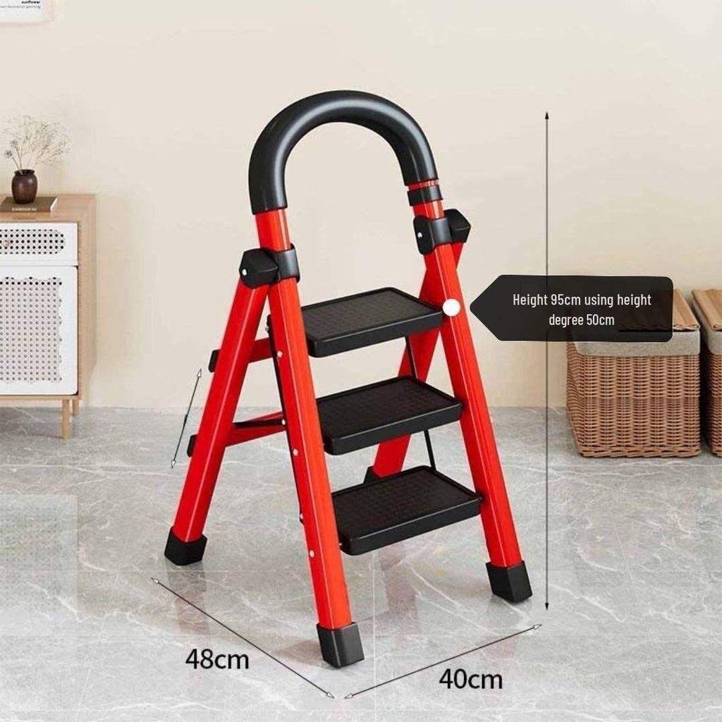 Multifunctional Indoor Carbon Steel Folding A-Frame Ladder: Telescopic, Thickened, Mobile Step Staircase