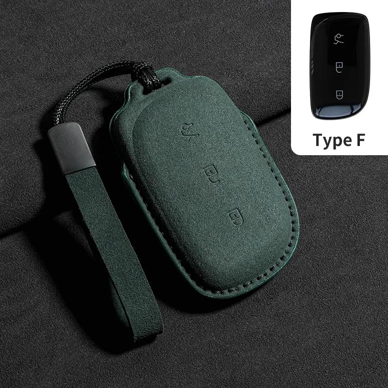 Suede Leather Car Key Case Cover for LYNK&CO LYNKCO Z20 Z10 LYNK CO 2024 Protection Cover Shell Keychain Holder Fob Accessories