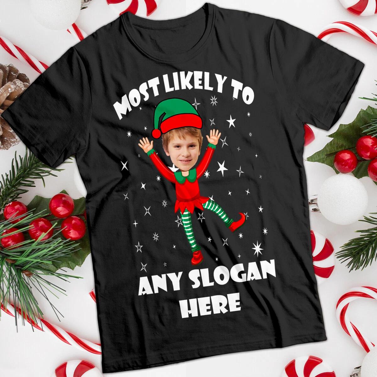 Personalised Embroidered Elf Christmas T-Shirt Tee #MC 110