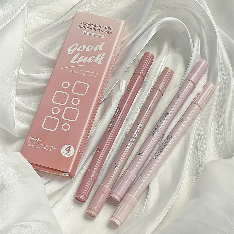 4Pcs/set Morandi Gradient Color Highlighter Ins Beautiful Marker Student Scrapbook Notebook Highlight Mark Pen Kawaii Stationery