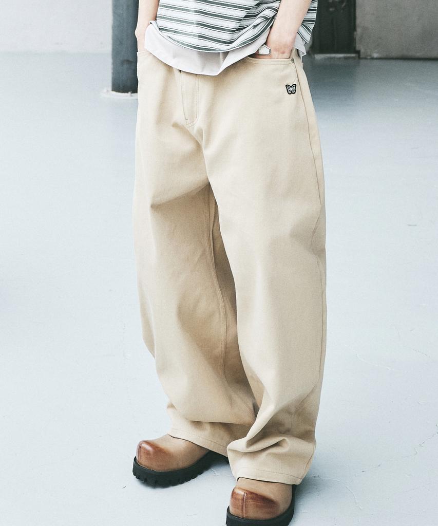 Nigaennikol Butterfly Wide Cotton Pants_Beige