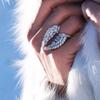 Korean version of the new women's open ring, full diamond zircon wings adjustable ring, fashion charm ring