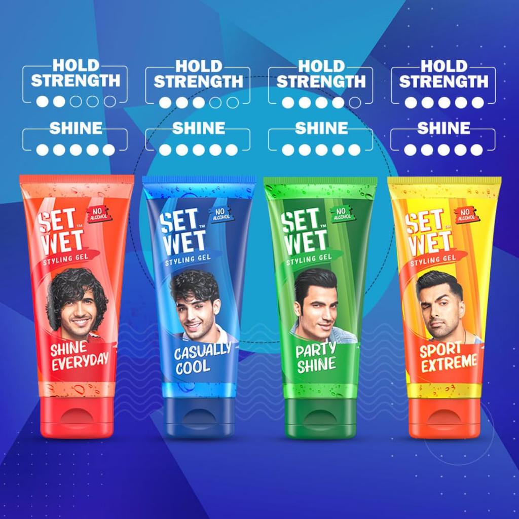 Set Wet Styling Hair Gel for Men Casually Cool Medium Hold High Shine 100gm Pack of 2