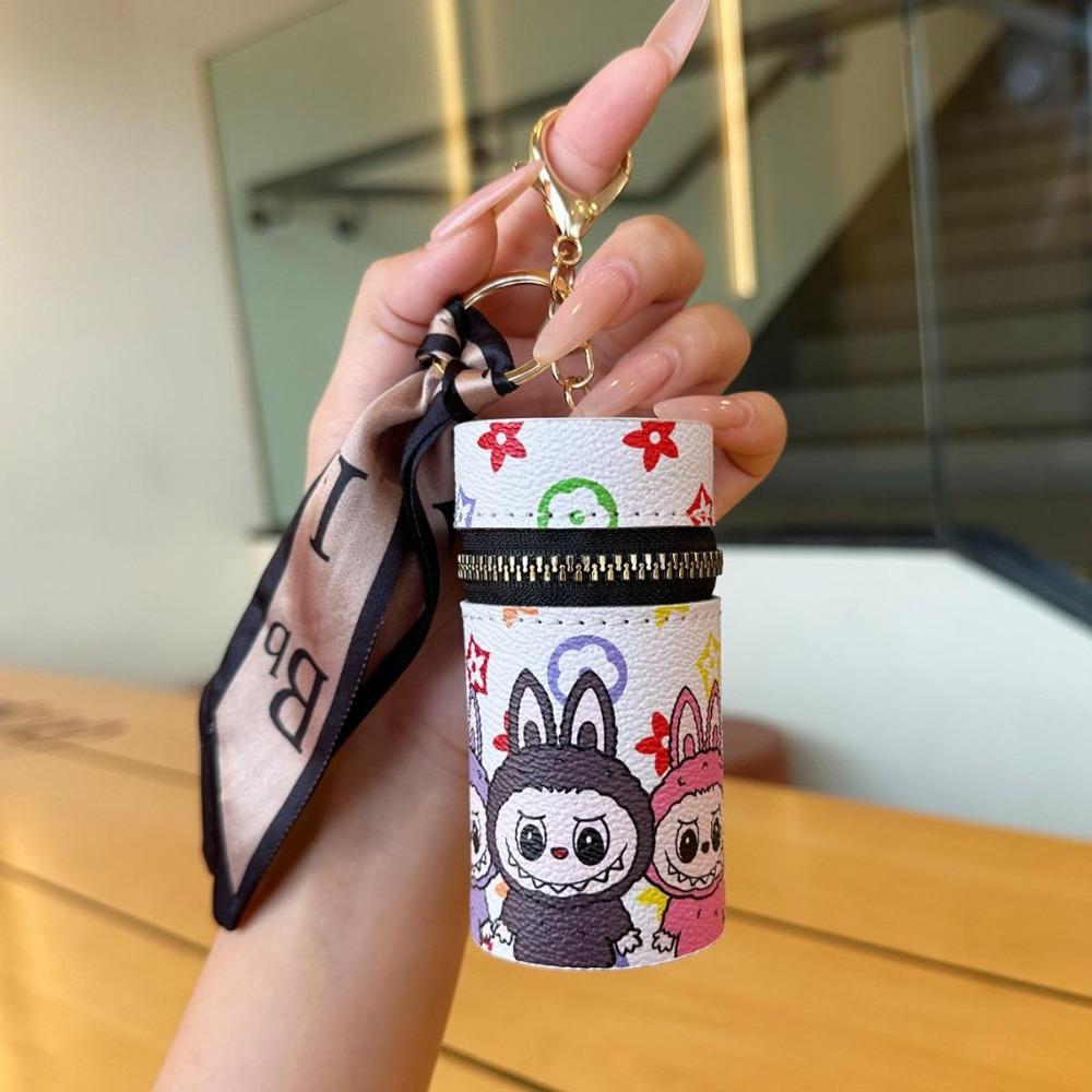 Neue Mode Labubu Mund Roter Umschlag Trendige Personalisierte Zylinder Aufbewahrungstasche Anhänger Niedliche Cartoon Schmucktasche