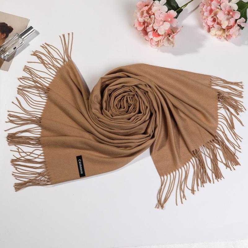 Solid Color Imitation Cashmere Scarf for Women Winter Korean Style Shawl and Scarf Dual Purpose Thickened Bridesmaid and Bride To Keep Warm in Autumn