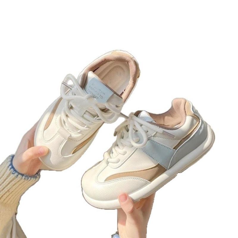 Versatile Shoes Thick Baseplate Shoes Women's Autumn New Retro Leather White Shoes