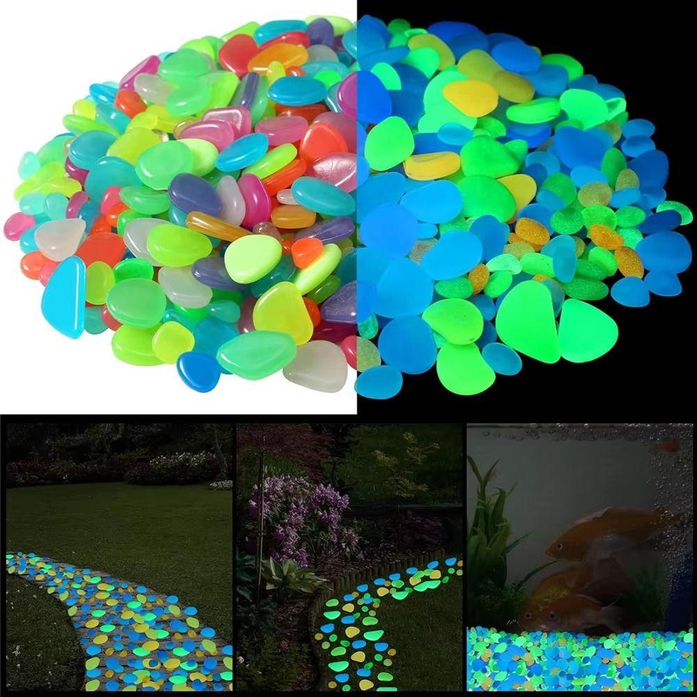 600Pcs Mini Glow in The Dark Pebble Colorful Resin Aquarium Decoration Stone Decorative DIY Garden Glow Pebbles Aquarium Decor