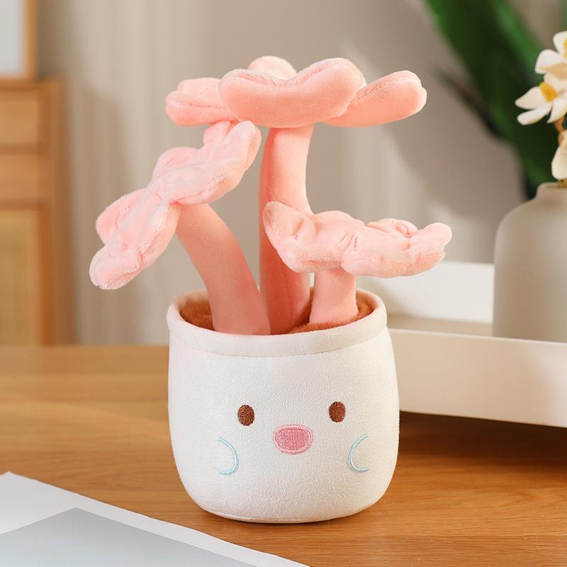 20cm Cartoon Potted Plant Pluche Pop Lotus Gelukskruid Roze Rood Wit Bloemenvaas Pluche Speelgoed Huisdecoratie Cadeau Voor Kinderen about 20cm
