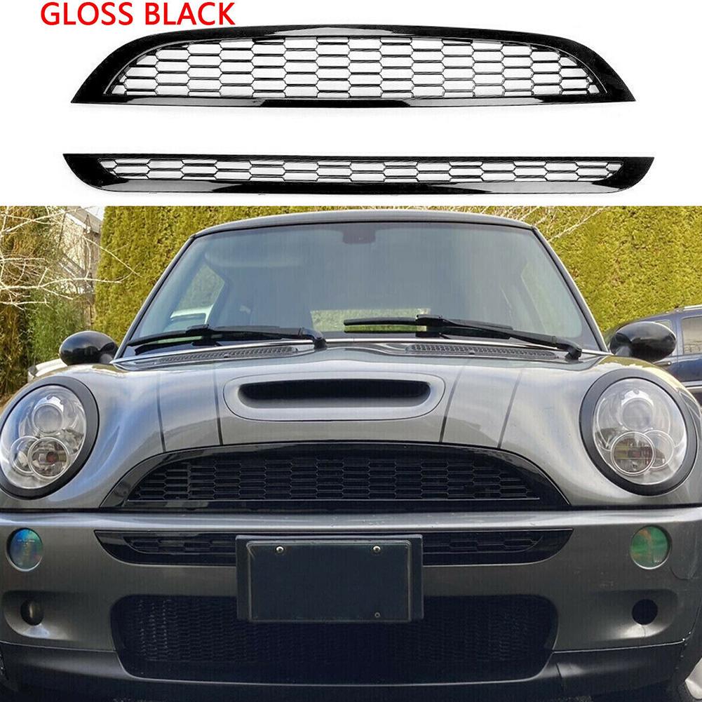 2Pcs Front Upper & Lower Grille Honeycomb Mesh Grille Cover Compatible With MINI One&COOPER R50 R52 R53 51137026202 51137133847
