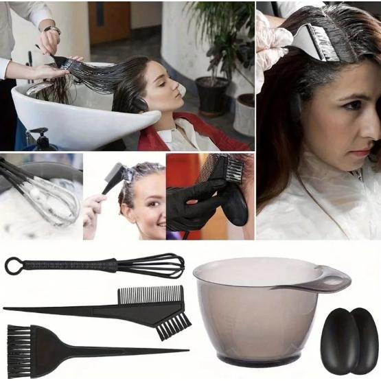 5-Piece Hair Dye Tool Kit – Coloring Bowl, Comb, Ear Caps & Brushes, Professional Salon Set for Home Styling