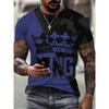 Spring and Autumn Round Neck 3D King Pattern Color Block Printed Top Fashionable Casual Long Sleeved Men's T-shirts