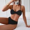 Twist-Back Solid Color Bikini Set - Women's Sexy Backless Swimsuit
