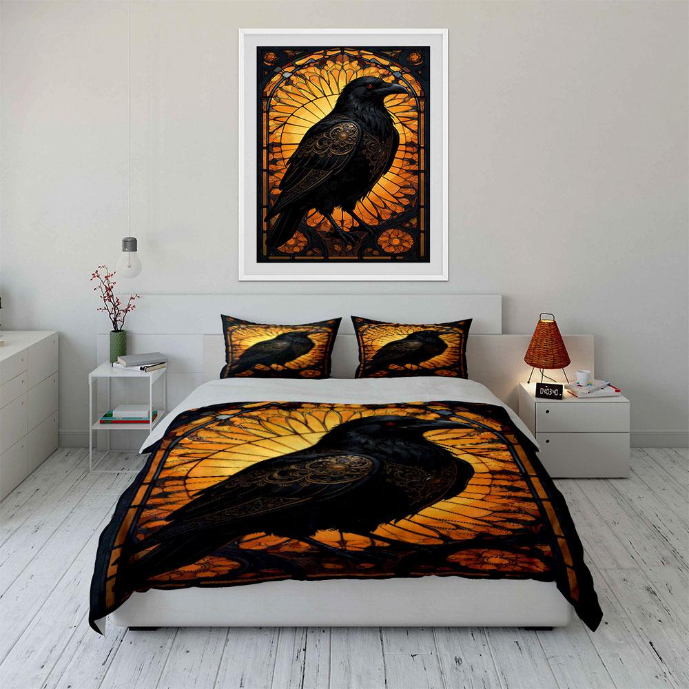 Intricate raven with sunburst. Bedding sets Duvet cover sets Duvet covers Pillowcases(1* Duvet Cover 2* Pillowcases without duvet insert)