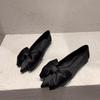 Fashion Flat Shoes for Women Spring Autumn 2025 New Casual Pointed Bow Green Black Plus Size 42 43 44 Women's Shoes Ladies Loafers