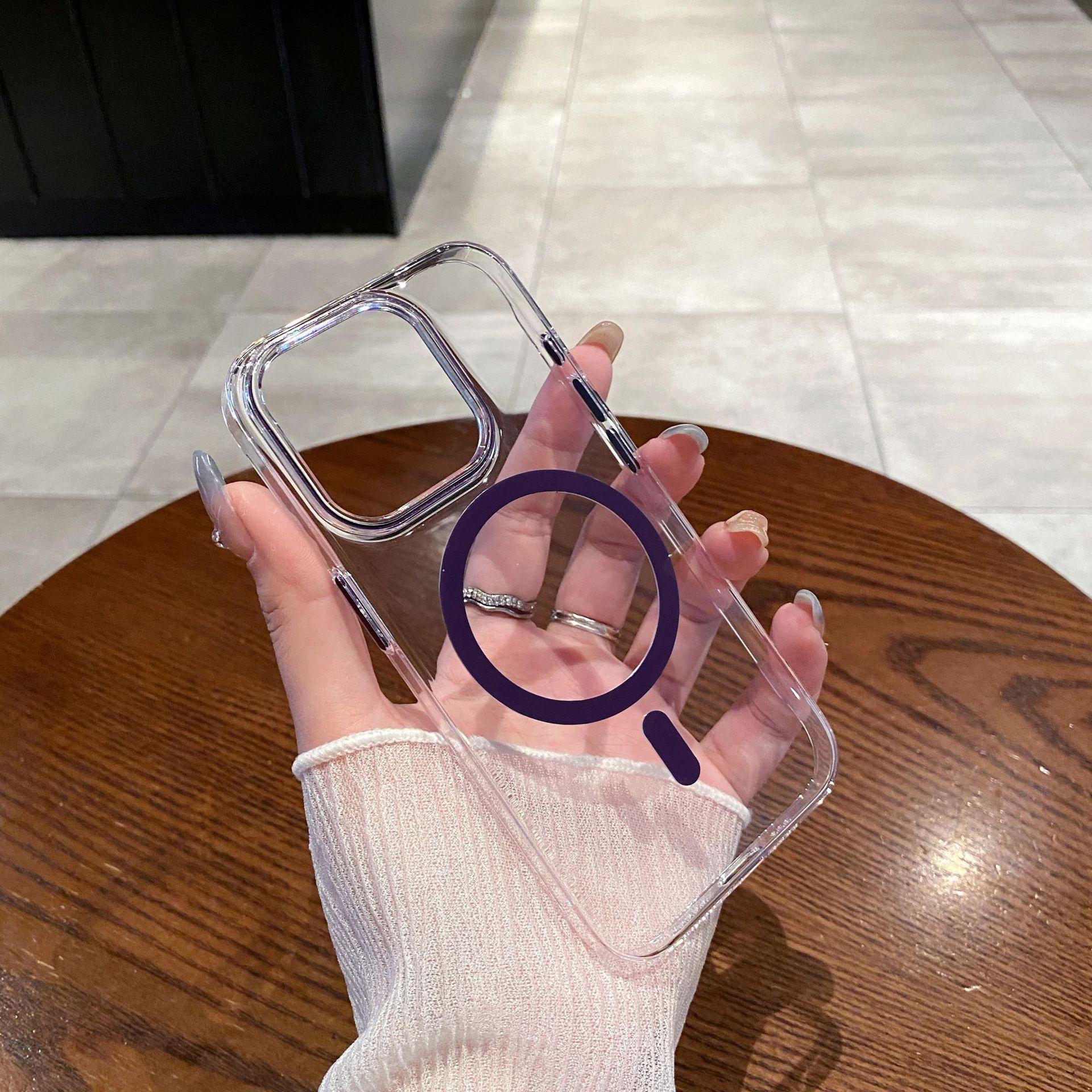 

Simple and Transparent IPhone 16 Phone Case Apple 14promax Magnetic Charging PC Full Package Protective Case 13 iPhone12promax