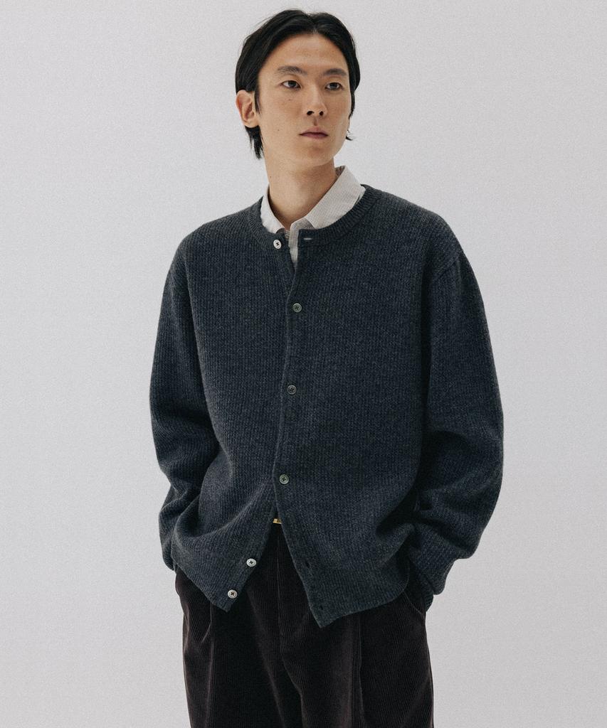 Blankroom Bold Round Cardigan_Melange Charcoal
