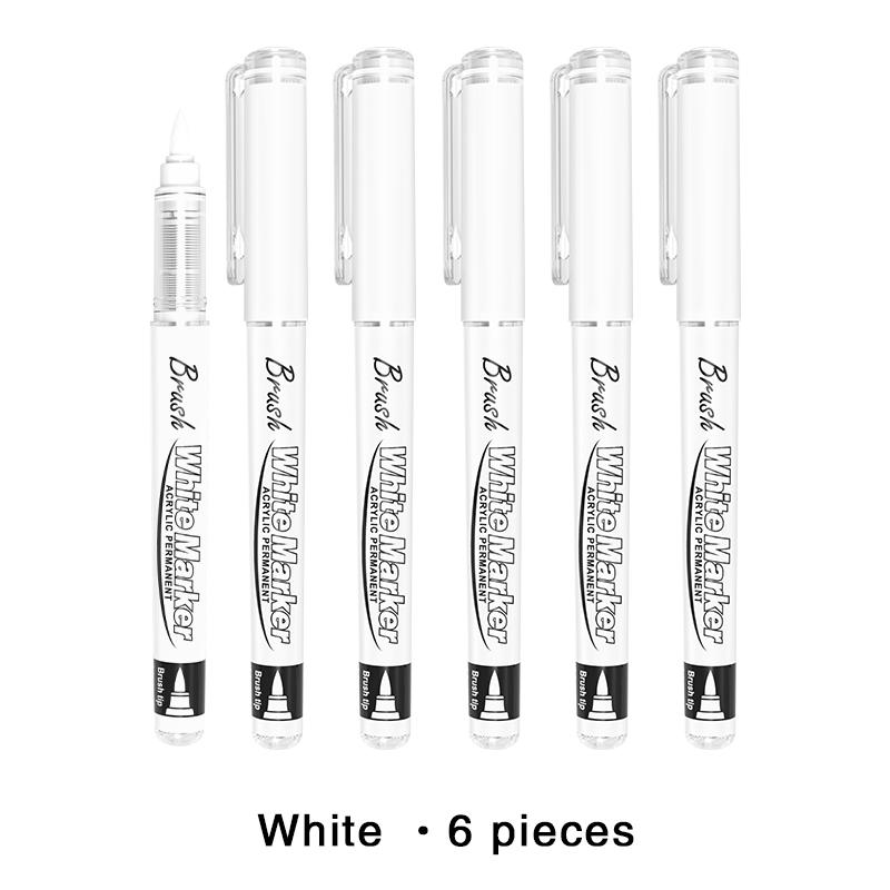 2/3/6/10 Stuks Witte Verfpennen Zachte Punt Acryl Verf Marker Set Directe Vloeibare Inkt voor Glas Canvas Hout Leer Keramiek Schilderen