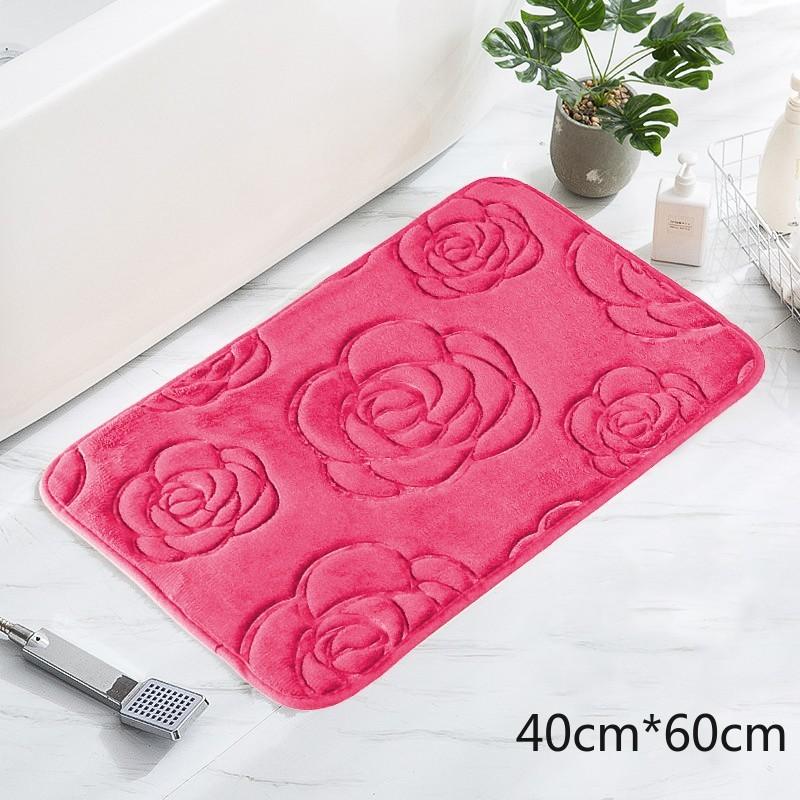 Tappetino da bagno con rose in rilievo Tappetino da bagno antiscivolo nel lavabo Vasca da bagno Tappeto da pavimento laterale Doccia Zerbino Memory Foam 3D Pad