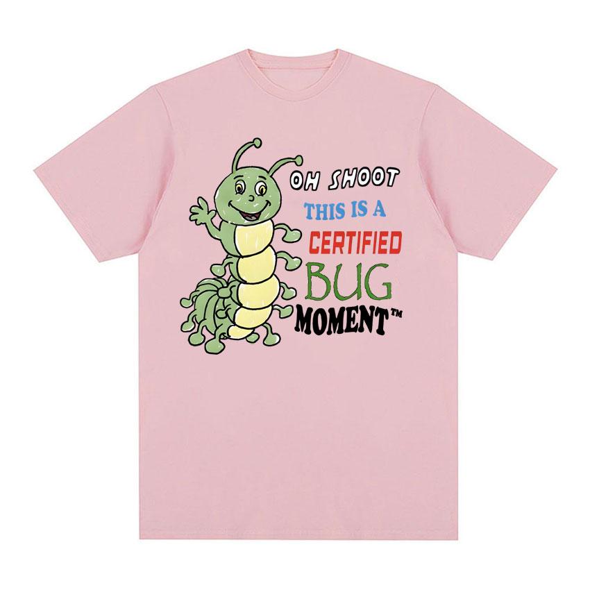 

Футболка «Oh Shoot This Is A Certified Bug Moment» унисекс, забавные милые футболки с мемами «Bug Meme», мужская модная кавайная футболка из 100% хлопка, топы