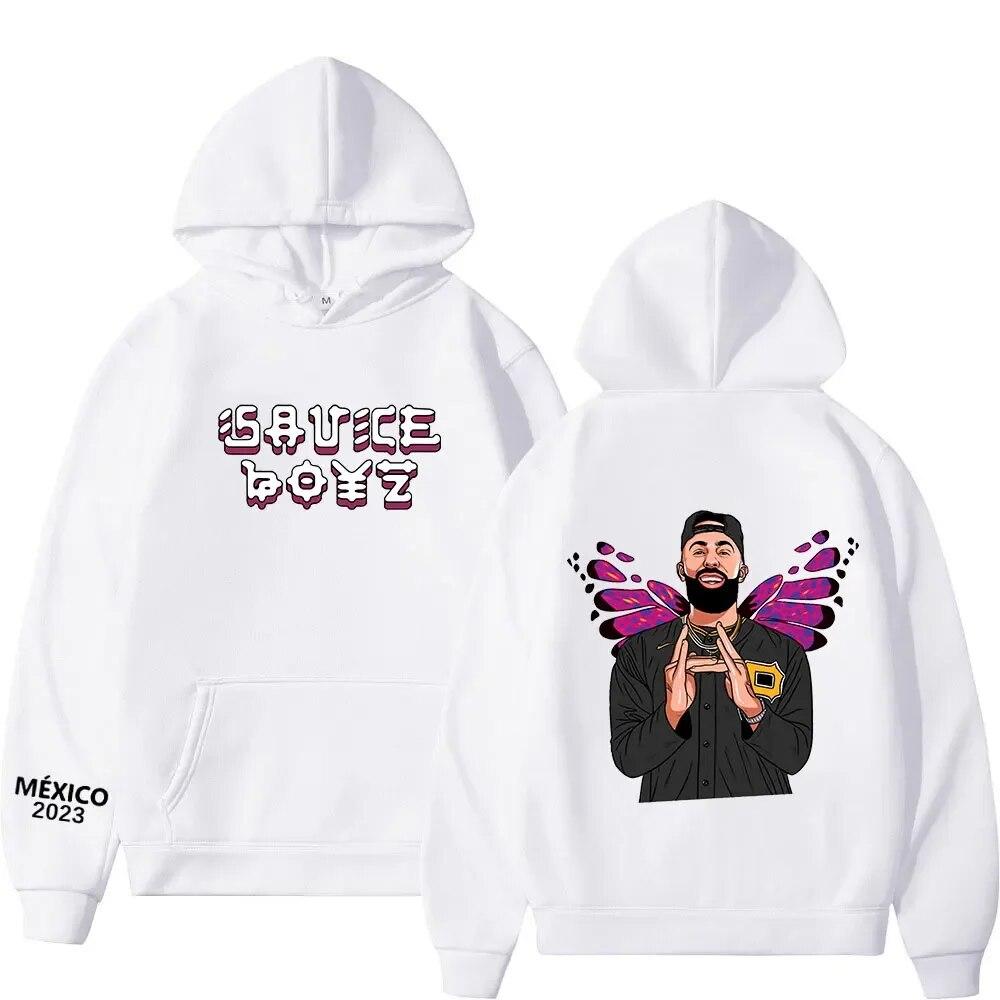 Rapper Eladio Carrion Hoodie Sauce Boyz Monarca Print Hoodies Unisex's Long Sleeve Oversized Sweatshirts Harajuku Streetwear Unisex