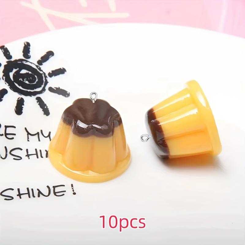 

10 Mini Resin Ornaments - Cute Kawaii Pudding and Sun Pendants DIY Jewelry Making Supplies for Necklaces, Earrings, Keychains, B