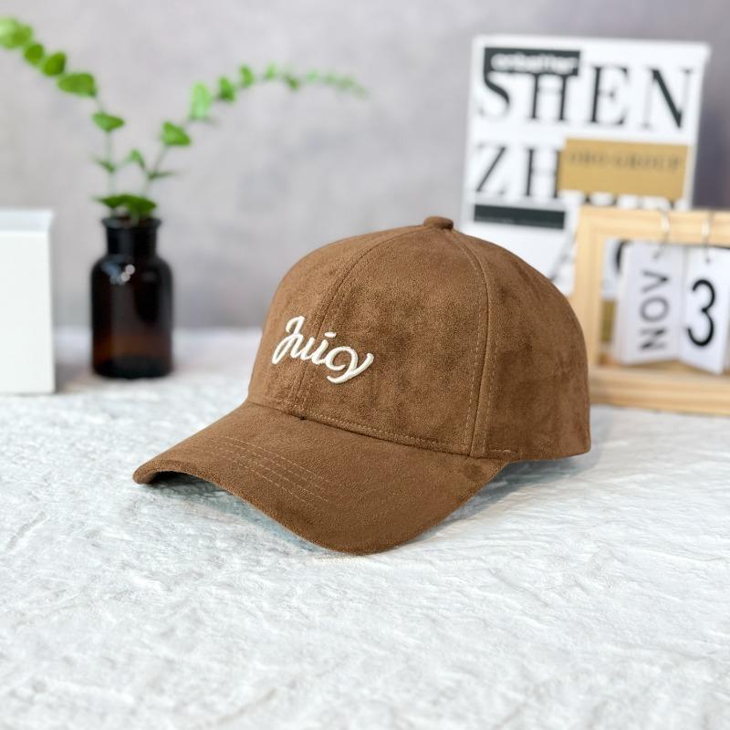 25 Early autumn new three-dimensional embroidered plush high-quality baseball cap versatile face small warm cap