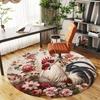 1PC rooster flowers Office Round Area Rug, Under Office Chairs Bedroom Living Room Home Decor, Carpet for Office -1110030